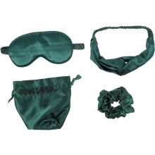 Sidenögonmask för sömn inkluderar smink, huvudbindel, ögonbindel och hårband som resårer, scrunchy f
