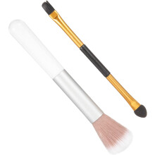 Pennello illuminante per contouring, pennello per trucco a doppia punta, strumento per ombretto, manico in legno da viaggio