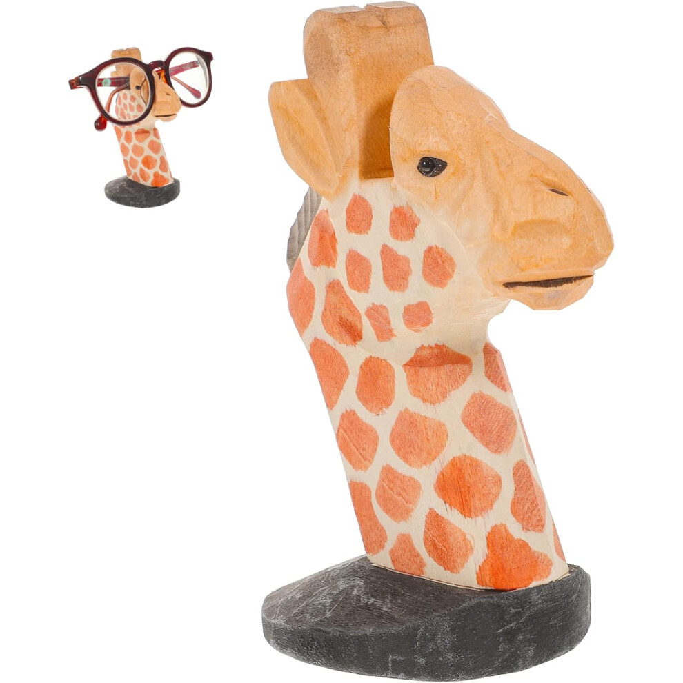 Hkhbjs Wooden Animal Glasses Holder Display Stand Handmade Giraffe Eyeglasses Storage Rack Decorative
