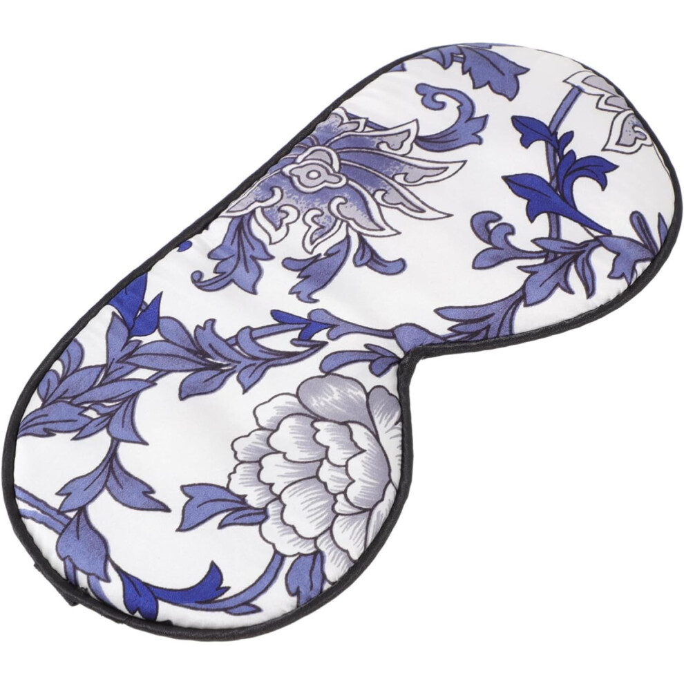Hkhbjs Blue Silk Eye Mask Printed Blindfold Sleep Eye Mask For Sleeping At Night For Travel