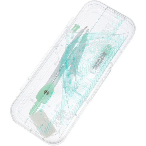 Metal Compass for Students Drawing Ruler Kit Professional Ruler and Protractor