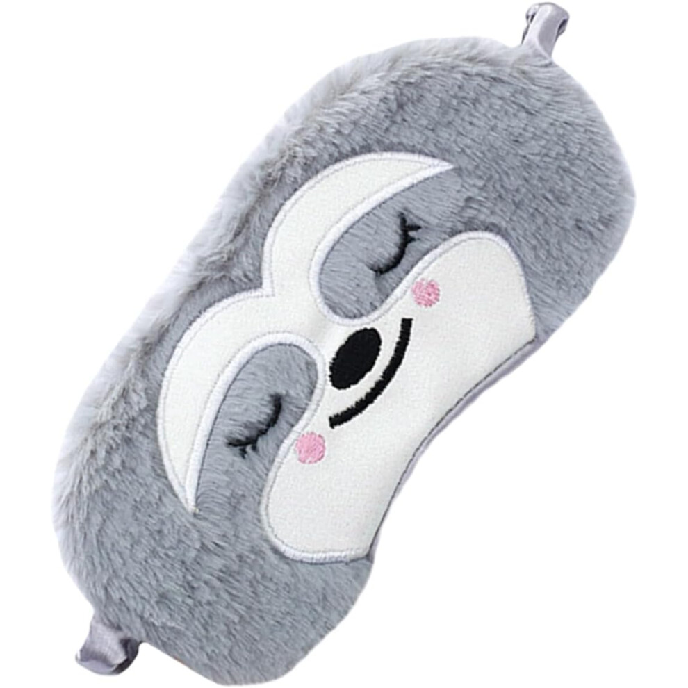 Hkhbjs Grey Monkey Cartoon Sleep Mask For Boys And Girls, Plush Light Blocking Eye Cover