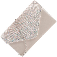 Pochette da sera in raso con decorazioni di strass, elegante borsetta a busta