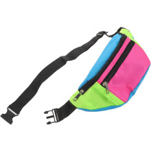Leichte Bauchtasche im Retro-Stil der 80er Jahre mit mehreren geräumigen Reißverschlussfächern und verstellbarem Durchmesser