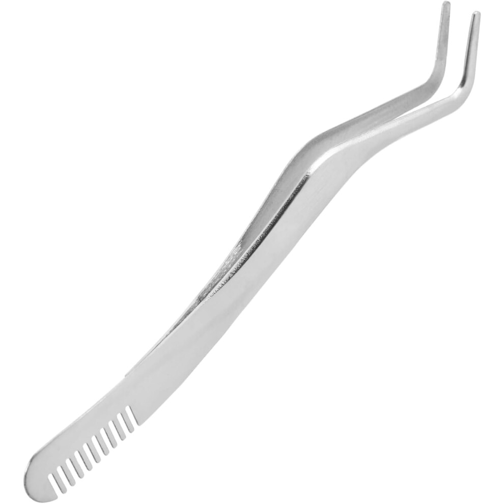 Hkhbjs Precision Curved Serrated Tip Tweezers For False Eyelashes Makeup Tool Integrated Comb For Lash Clusters