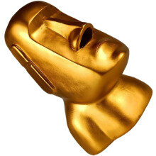 Goldener Moai-Statue-Taschentuchhalter aus Kunstharz, dekoratives Serviettenetui mit interessanter Papierausgabe aus den Nasenlöchern