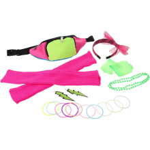 Conjunto de 19 piezas de accesorios para fiestas, atuendo neón, disfraz de entrenamiento neón y accesorios.