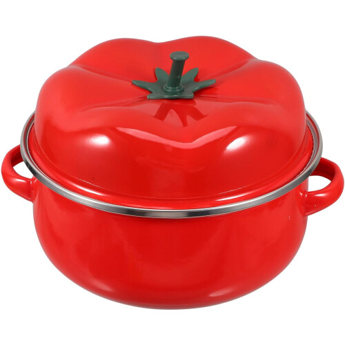 Emaillierter Multifunktionaler Kochtopf 20 cm Rot Doppelgriffe
