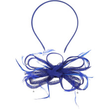 Fascinator Hair Accessory Headband with Floral Mesh Design for Tea Party and Wedding Events Women Blue