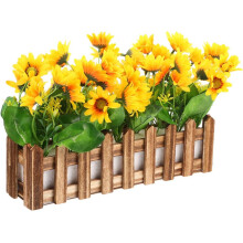 Künstliche Sonnenblumen-Gestecke mit realistischem Aussehen, leuchtenden Farben, Holz, Schaumstoff, Kunststoff