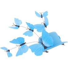 Butterfly Tiara Fascinator Hat Clip Tea Party Butterfly Clips for Women Cocktail Party Hat Mesh Plume Blue