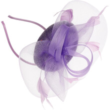 Bridal Plume Mesh Retro Purple Headband Hair Clip Women Wedding Tea Party Accessory
