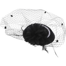 Elegantti Vintage Silinterhattu Päähine Naisille Helmi Hiusasusteet Mesh Huntu