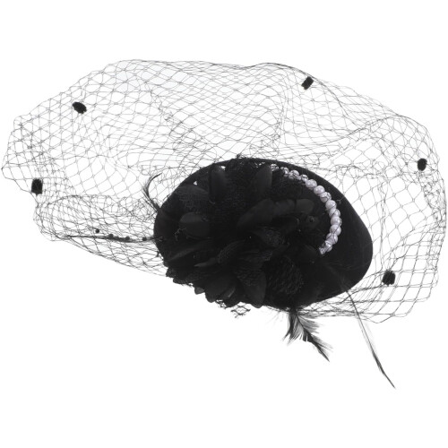 Elegant vintage topphatt hodeplagg for kvinner perlehårtilbehør netting slør