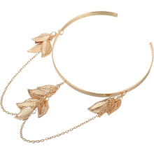 Geometrisches Blattarmband für Damen, offene Armspange aus Gold mit Quastenanhänger