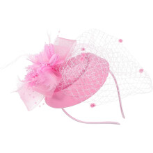 Pink Mesh Fascinator Headband Lightweight Vintage Small Hat Shape Hair Accessories