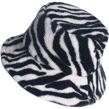 Plüsch-Bucket-Hat mit Zebramuster, warmer, winddichter Fischerhut