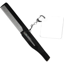 Foldable Comb for Men with Keyring and Square Mirror, Large Fine Tooth Pocket Beard Comb
