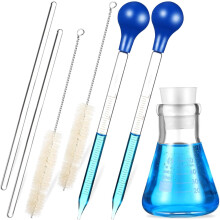 Erlenmeyerkolben-Set, 4 Stück à 10 ml, 50 ml Glaskolben mit Gummistopfen