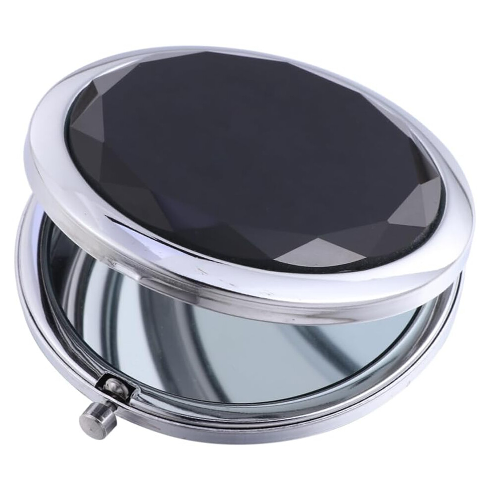 Hkhbjs Crystal Mirror Folding Double-Sided Black Makeup Mirror For Purse Reflection