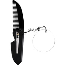 Folding Comb Keychain for Men Oval Mirror Portable Foldable Pocket Comb for Travel Small Acrylic Mirror