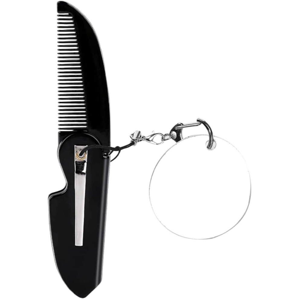 Hkhbjs Folding Comb Keychain For Men Oval Mirror Portable Foldable Pocket Comb For Travel Small Acrylic Mirror