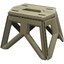 Taburete de pesca plegable de plástico portátil, color verde militar, taburete de camping cuadrado plegable con asa.