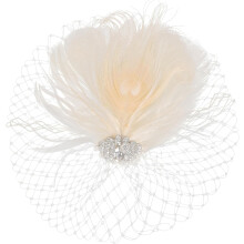 Bridal Plume Headpiece White Mesh Veil Hair Clip Wedding Hair Accessories for Bride Special Occasion Party