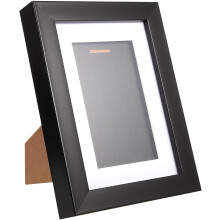 Handgefertigter Medaillen-Fotorahmen aus Glas und Holz, schlichte Form und schwarze Farbe