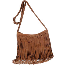 Fransen-Umhängetasche für Damen, kleine Vintage-Quasten-Messenger-Bag, kamelfarbene Sommerhandtasche, geeignet