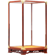 Buddha-Schutzbox, Vitrine, Glasfigurenhalter, praktischer Holzrahmen, Holzsockel, staubdicht