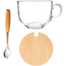 Frühstücksbecher, Glasbecher, Glaslöffel, kälte- und hitzebeständig, explosionsgeschützt, schönes Design
