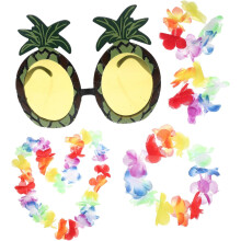 Pulsera de flores para fiesta en la piscina de verano, gafas de sol de piña, decoración hawaiana