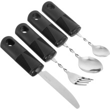 4pcs Adaptável de pratos de mesa conjunto de alças antiderrapantes e utensílios de aço inoxidável dobráveis