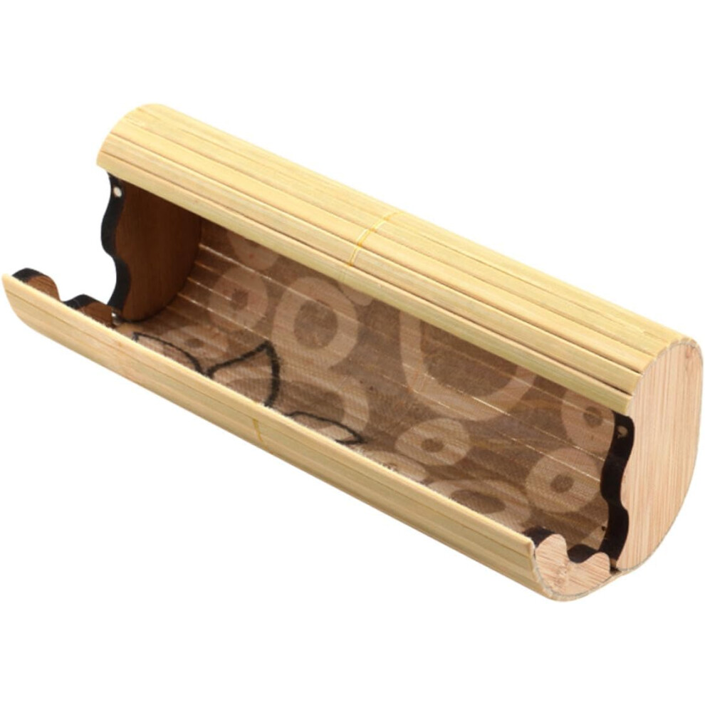 Hkhbjs Bamboo Glasses Case Oval Eyeglass Container Portable Sunglasses Storage Box