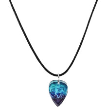 Gitarrenplektrum-Anhänger-Halskette für Damen und Herren, herzförmiger Schmuck