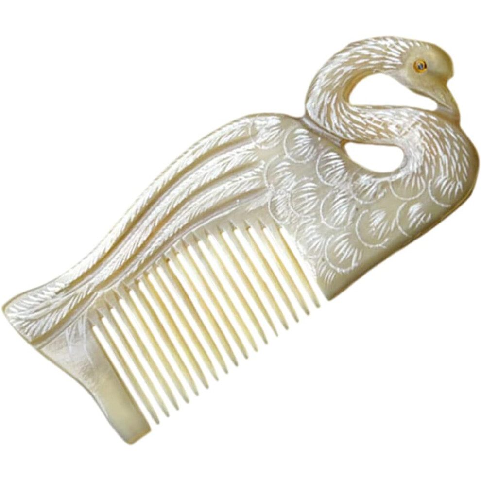 Hkhbjs Unisex Ox Horn Comb Carved Comb Full-Size Handheld Anti-Static Scalp Massage Hairdressing Tool
