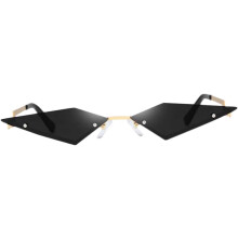 Gafas de sol de moda sin montura para mujer y hombre, montura dorada, lentes negras y grises, gafas de fiesta de estilo urbano con protección UV.