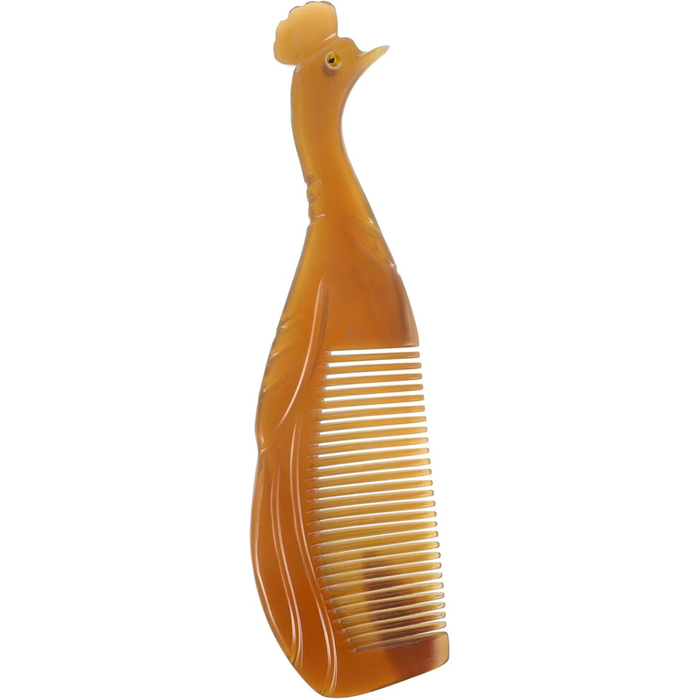 Hkhbjs Unisex Peacock Horn Comb Natural Ox Hair Comb Massage Function