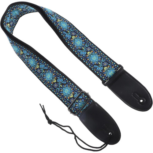 Gitarrrem i etnisk stil, robust, justerbar, 88-143 cm, bomull, metall, smutsavvisande