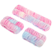 Saugfähige, wasserdichte Armbänder und Gesichtswasch-Stirnbänder, 3-teiliges Set, Deep Rainbow Spa-Handgelenktücher