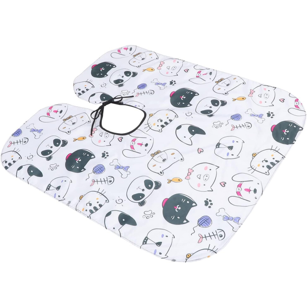 Hkhbjs White Waterproof Child Haircut Cape Cartoon Cat Dog Design Hairdressing Salon Cape