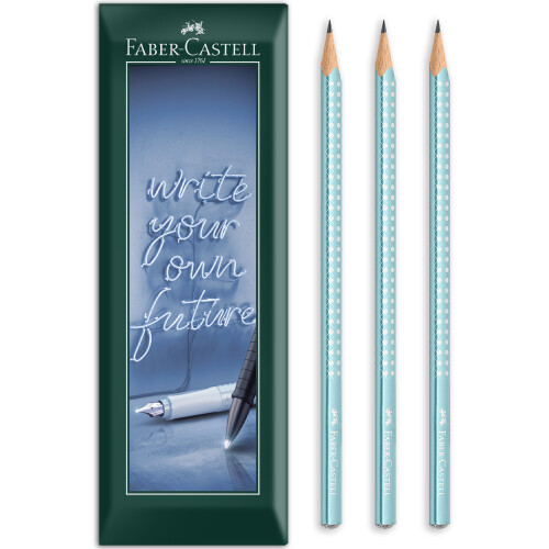 Faber-Castell (Ocean) Faber-Castell Sparkle Triangular Graphite Pencil B Grade Pack of 3
