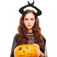 Opaska z rogami diabła, unikatowa, czarna, z tkaniny PU, ozdoba do włosów, fantazyjna, do cosplayu