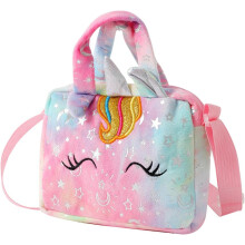Einhorn-Plüsch-Schultertasche für kleine Mädchen, rosa Batik-Umhängetasche