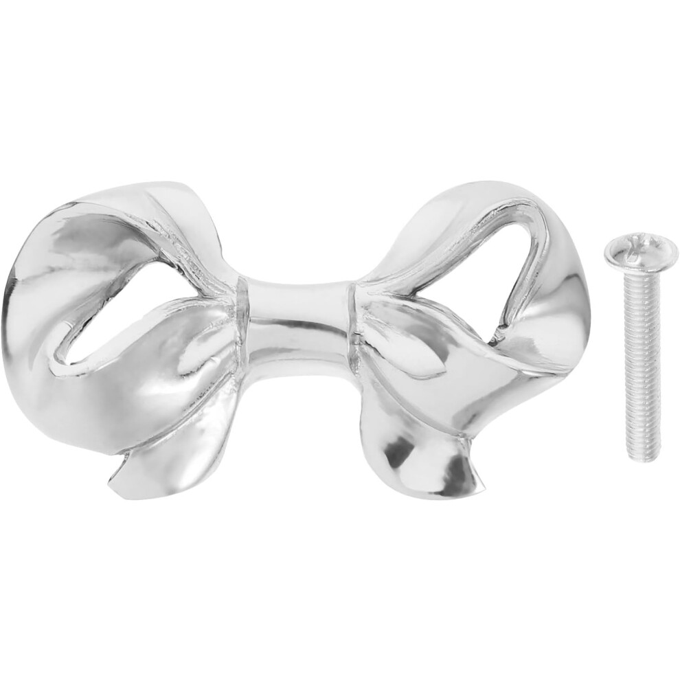 Brass Bow Cabinet Knobs Silver Finish, Smooth Surface Dresser Knobs For Cupboards And Cabinets 5455468329876