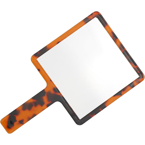Vintage Handheld Makeup Mirror Rounded Square Handle Portable Travel Mirror