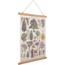 Faltbare Hängerolle mit Pflanzenillustration im Retro-Stil aus Stoff und Holz