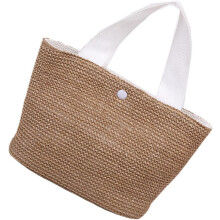 Gewebte Strohtasche, Damen, lässige Sommer-Strandhandtasche, weiße Schultertasche