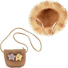 Sommer-Strohhut für Jungen und Mädchen mit UV-Schutz, Sonnenhut, Strandtasche